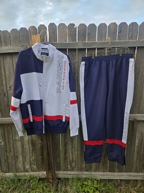 Parish Nation Navy White Red Colorblock Track Jacket & Pants Set
